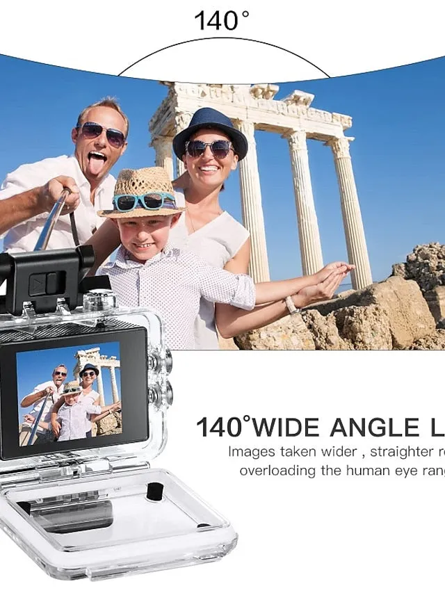 1080p 12MP Action Camera Full HD 2.0 Inch Screen 30 m 98 Foot Waterproof Sports Camera with Accessories Kits for Bicycle Motorcycle Diving Swimming etc