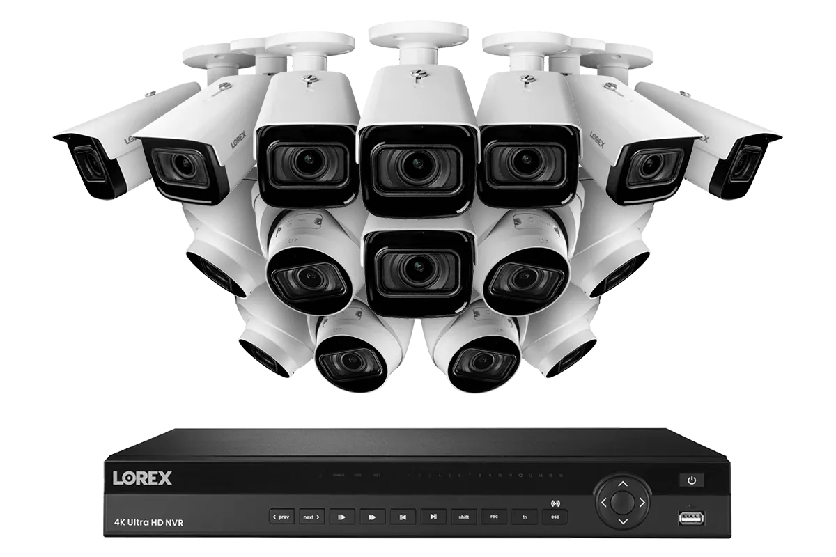 16-Channel 4K Nocturnal NVR System with Eight Audio Domes and Eight Motorized Varifocal Smart IP Cameras
