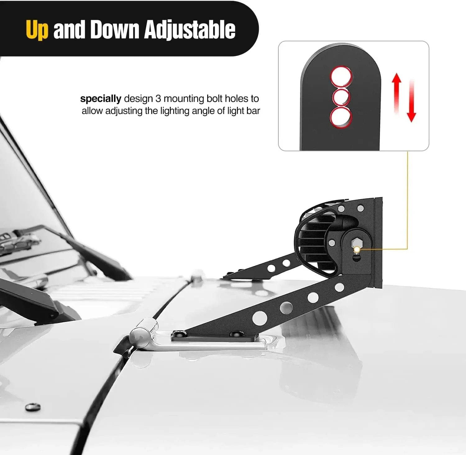 32 Inch Straight LightBar Hood Mounts For 2018-2023 Jeep Wrangler JL JLU 2020-2023 Gladiator JT
