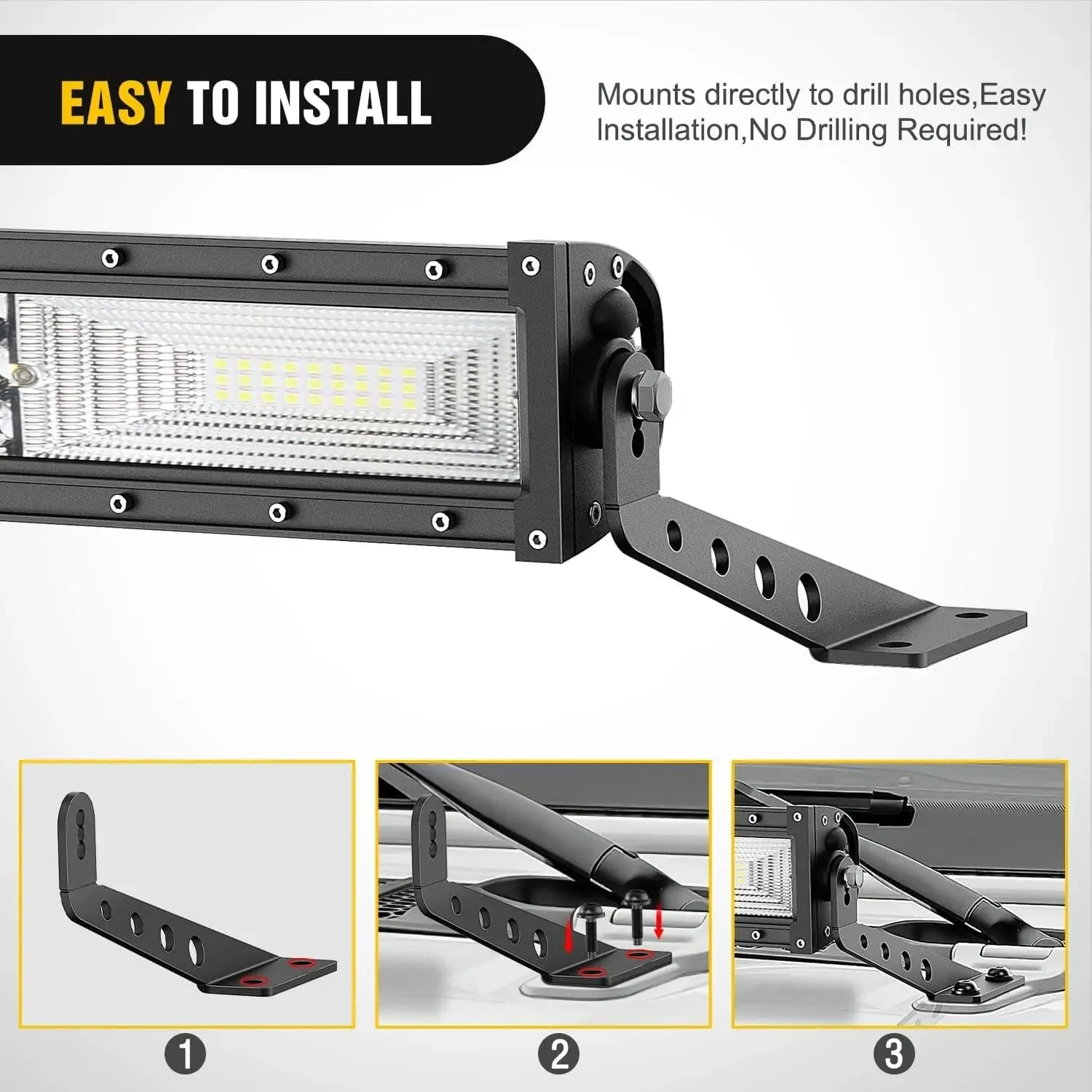 32 Inch Straight LightBar Hood Mounts For 2018-2023 Jeep Wrangler JL JLU 2020-2023 Gladiator JT