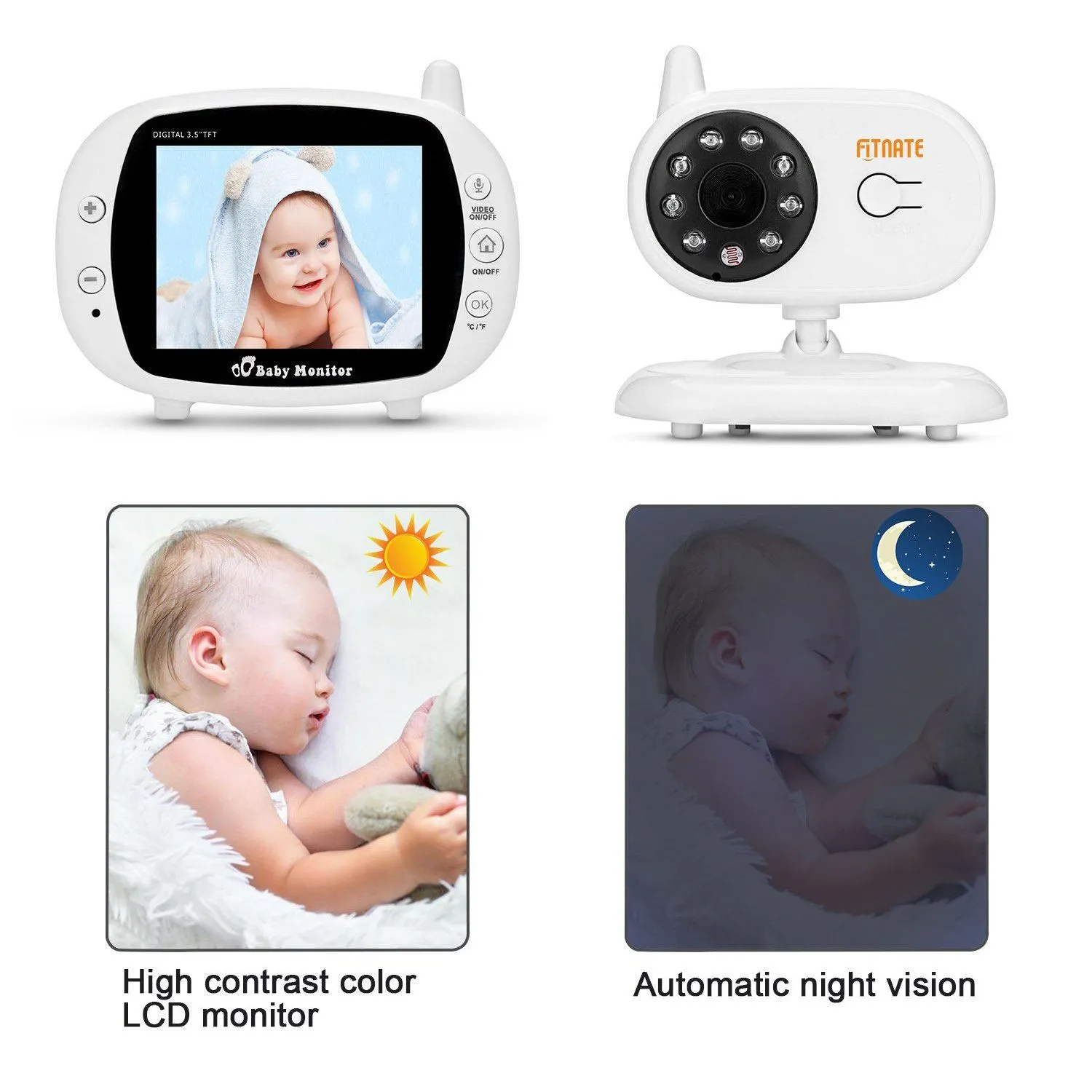 3.5" Audio Video Baby Monitor Wireless Digital Camera Night Vision Safety Viewer