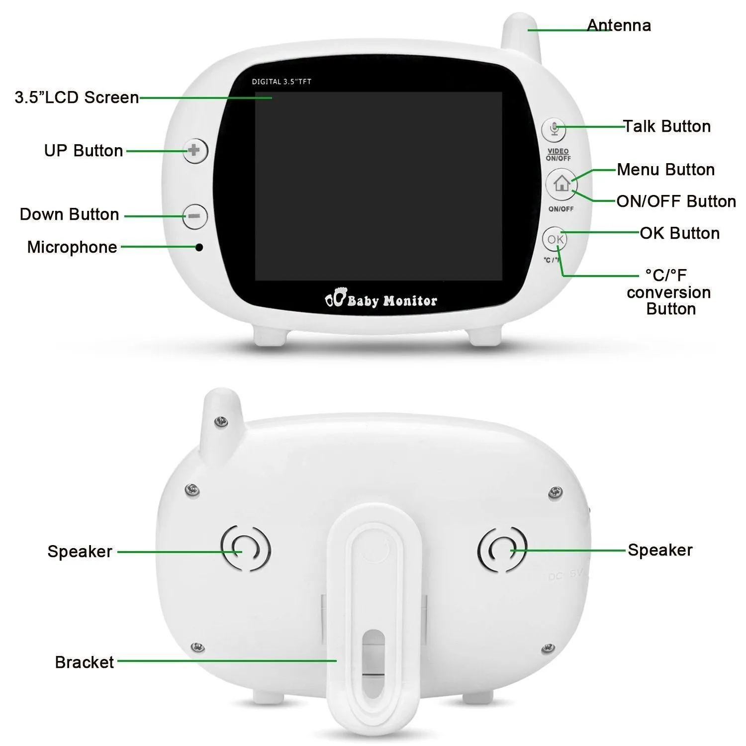 3.5" Audio Video Baby Monitor Wireless Digital Camera Night Vision Safety Viewer