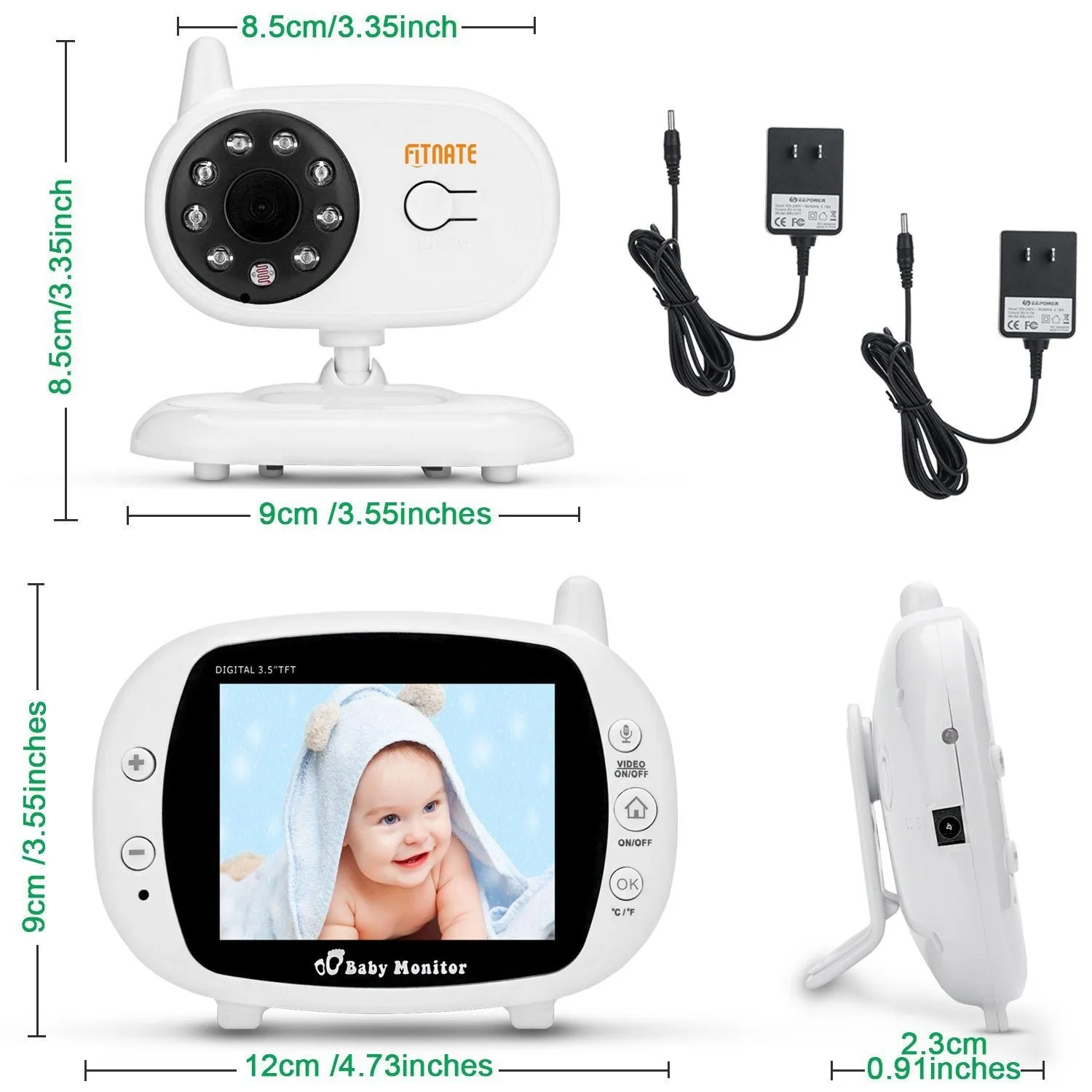 3.5" Audio Video Baby Monitor Wireless Digital Camera Night Vision Safety Viewer