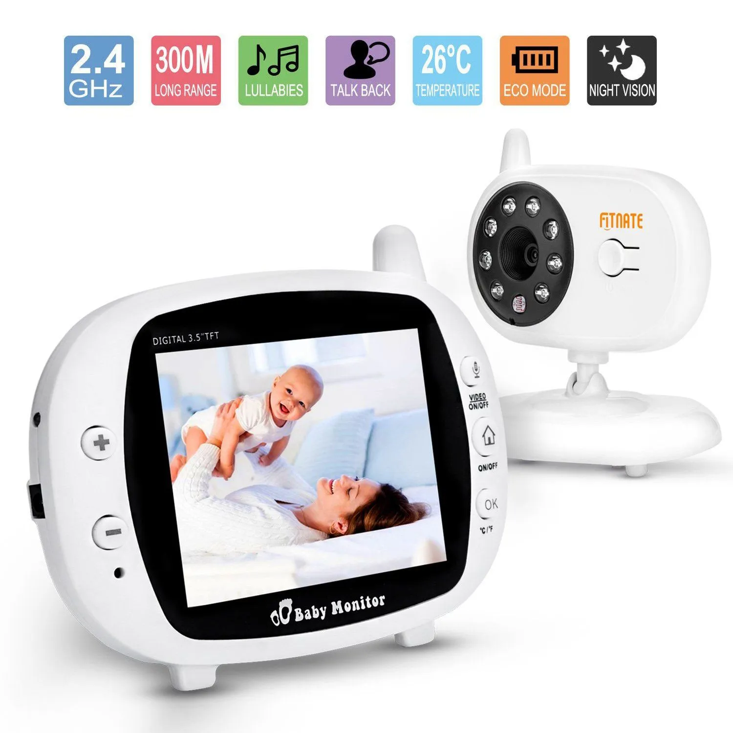 3.5" Audio Video Baby Monitor Wireless Digital Camera Night Vision Safety Viewer
