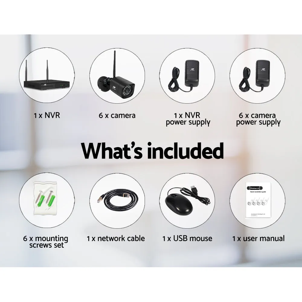 3MP 8CH NVR Wireless 6 Security Cameras Set
