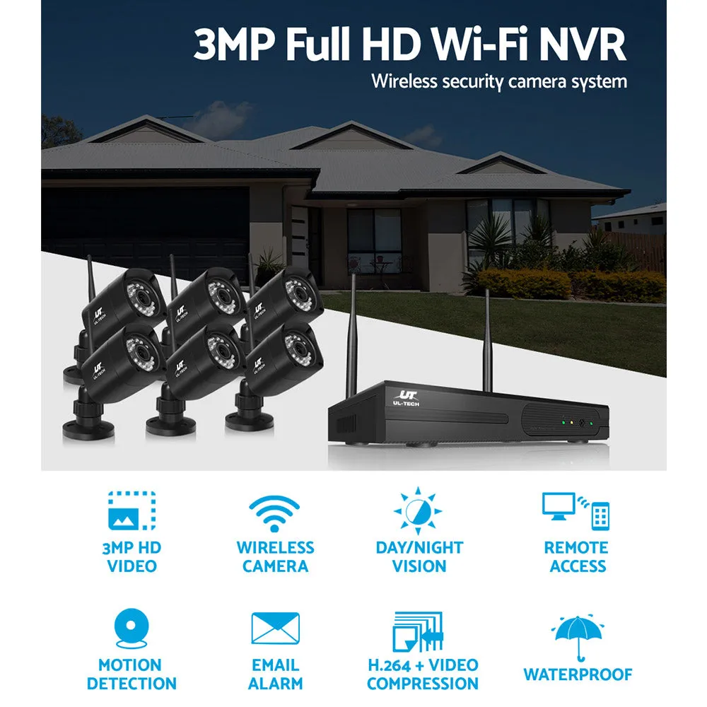 3MP 8CH NVR Wireless 6 Security Cameras Set