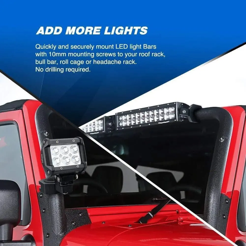 4-Pack Standard Mounting Bracket Kit LED Off Road Light Vertical Bar Tube Clamp Roof Roll Cage Holder