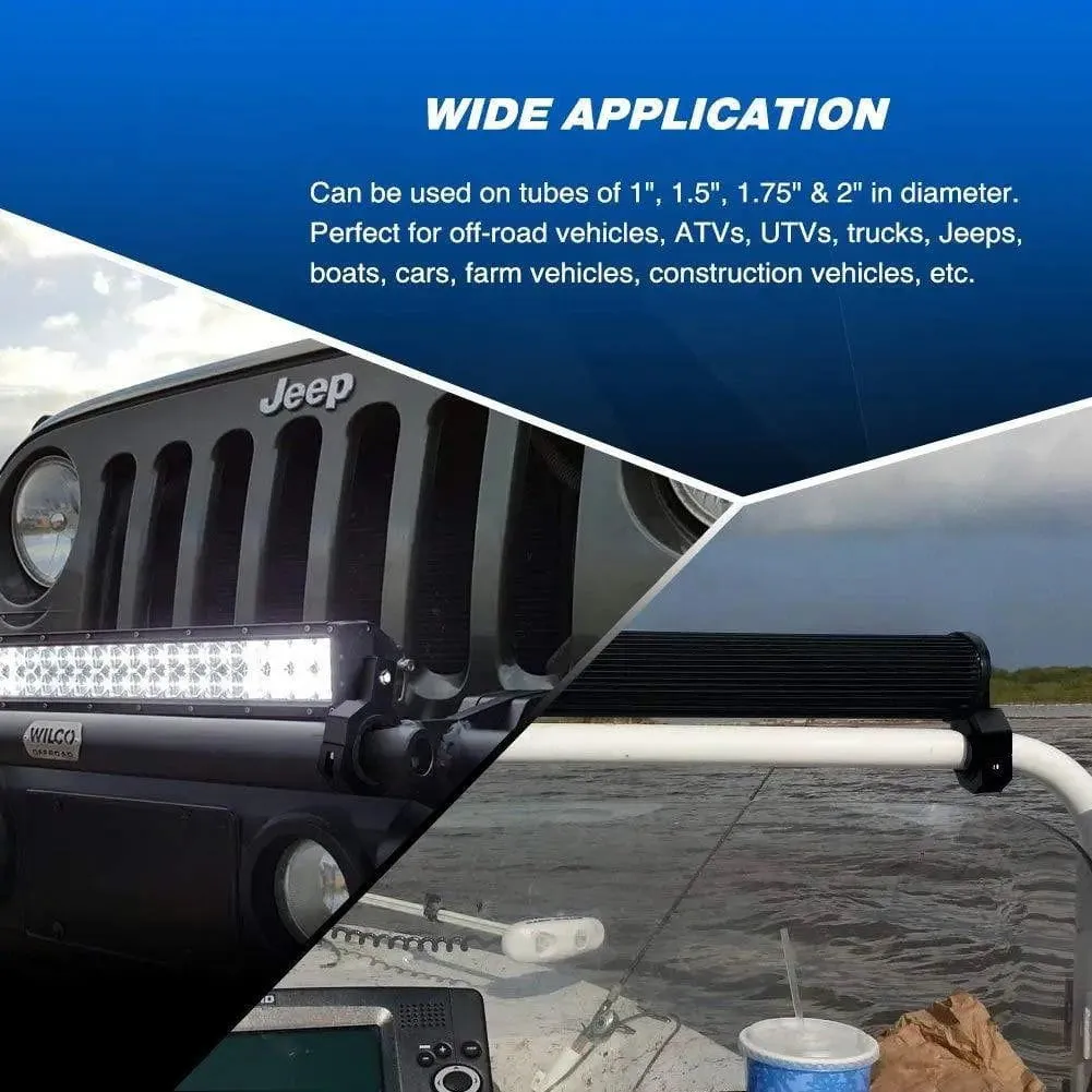 4-Pack Standard Mounting Bracket Kit LED Off Road Light Vertical Bar Tube Clamp Roof Roll Cage Holder