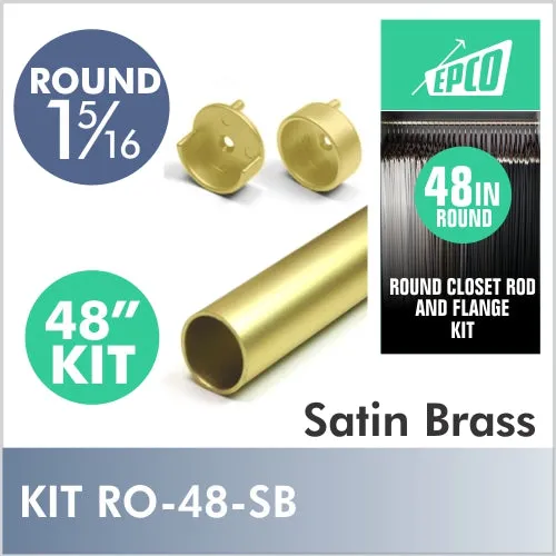 48 Inch Satin Brass Round 1 5/16 Rod Kit