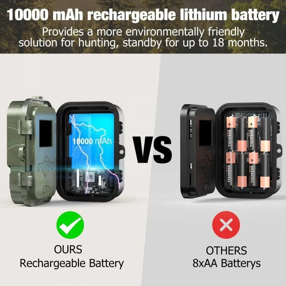 4G LIVE Video Hunting Trail Camera 10000mah Lithium Battery Cellular Camera 36MP4K Wireless APP Cloud Service IR Night Vision De