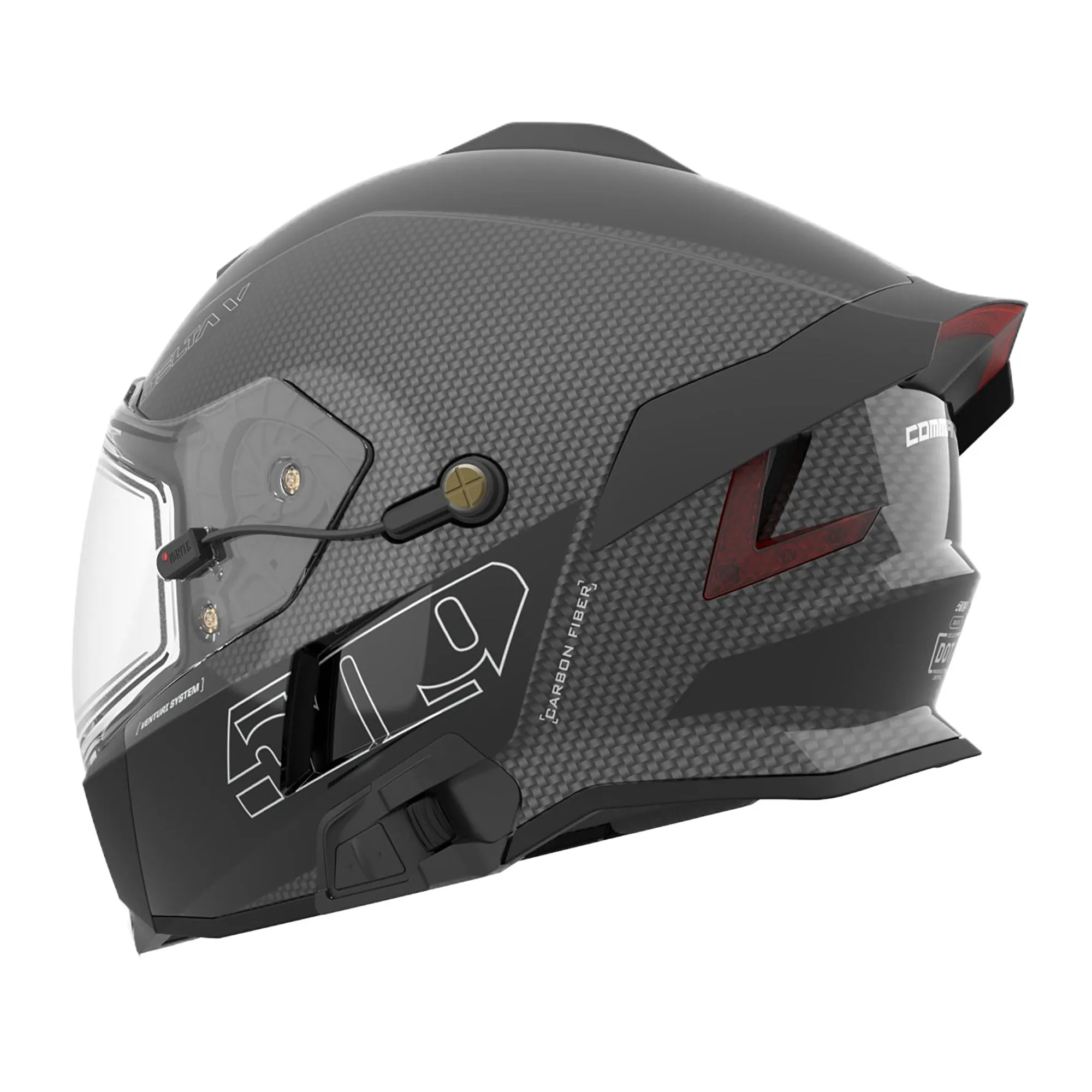 509  Delta V Carbon Commander Snowmobile Helmet Fidlock Electric Shield Legacy FMVSS 218