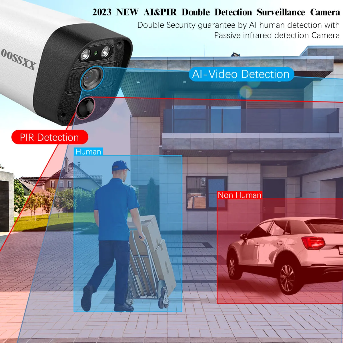 (5.5MP & 2-Way Audio) Dual Antennas PIR Detection Outdoor Security Wireless Camera System 3K 5.0MP 1944P Wireless Surveillance Monitor NVR Kits