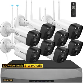 (5.5MP & 2-Way Audio) Dual Antennas PIR Detection Outdoor Security Wireless Camera System 3K 5.0MP 1944P Wireless Surveillance Monitor NVR Kits