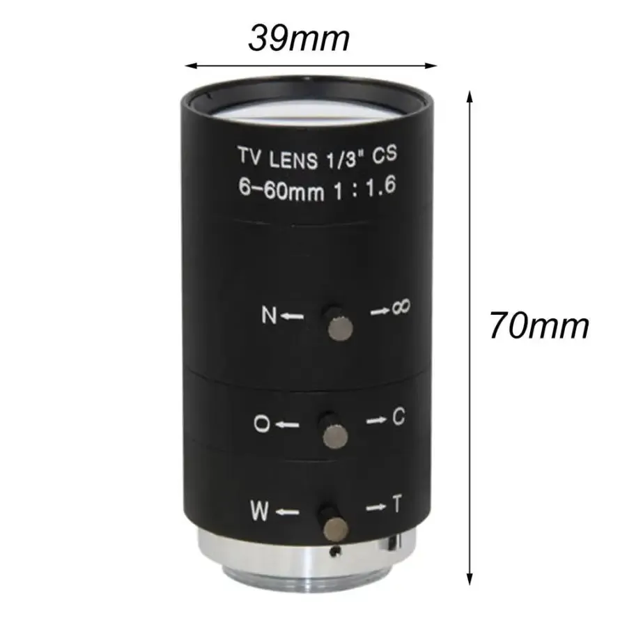 6-60mm CS Mount Lens Manual Varifocal Lens For Industrial Microscope