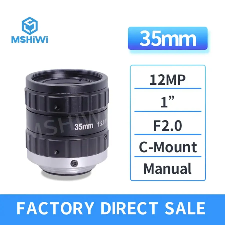 8MP C-mount F2.0 Aperture 1" 16mm-50mm Prime FA Industrial Lens