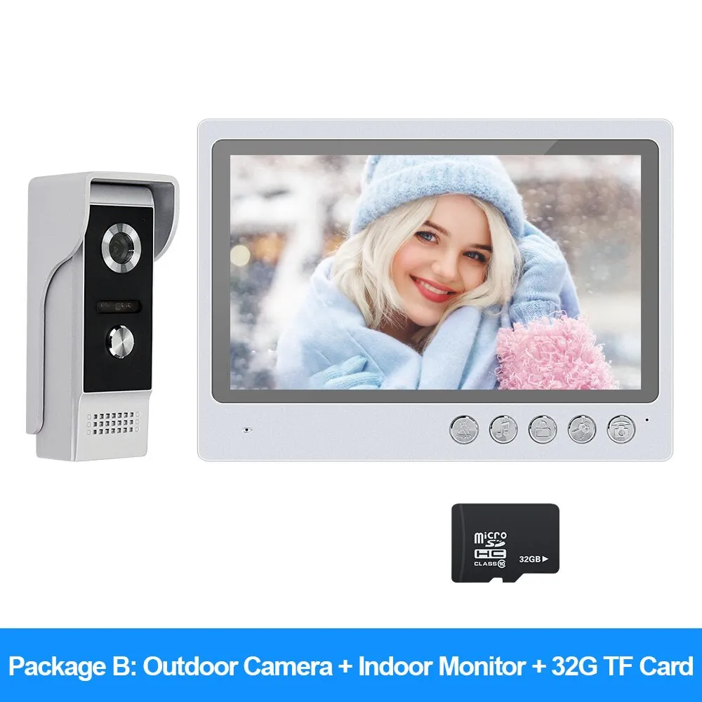 9 Inch Home WiFi Video Intercom System Wireless Video Doorbell with Night Vision Waterproof  Support 32G TF Card Video Recording