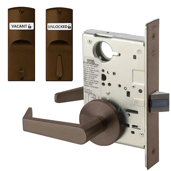 Accentra (formerly Yale)  AUR 8862FL Privacy, Bedroom, or Bath Mortise Lock with Double Indicator Inside/Outside, Augusta Lever, Standard Rose