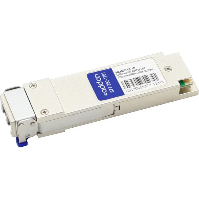 AddOn Chelsio SM100G-LR Compatible TAA Compliant 100GBase-LR4 QSFP28 Transceiver (SMF, 1295nm to 1309nm, 10km, LC, DOM) SM100G-LR-AO