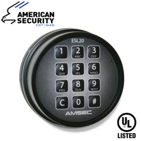 American Security - ESL20 - Electronic Safe Lock - Keypad - UL Listed - Black
