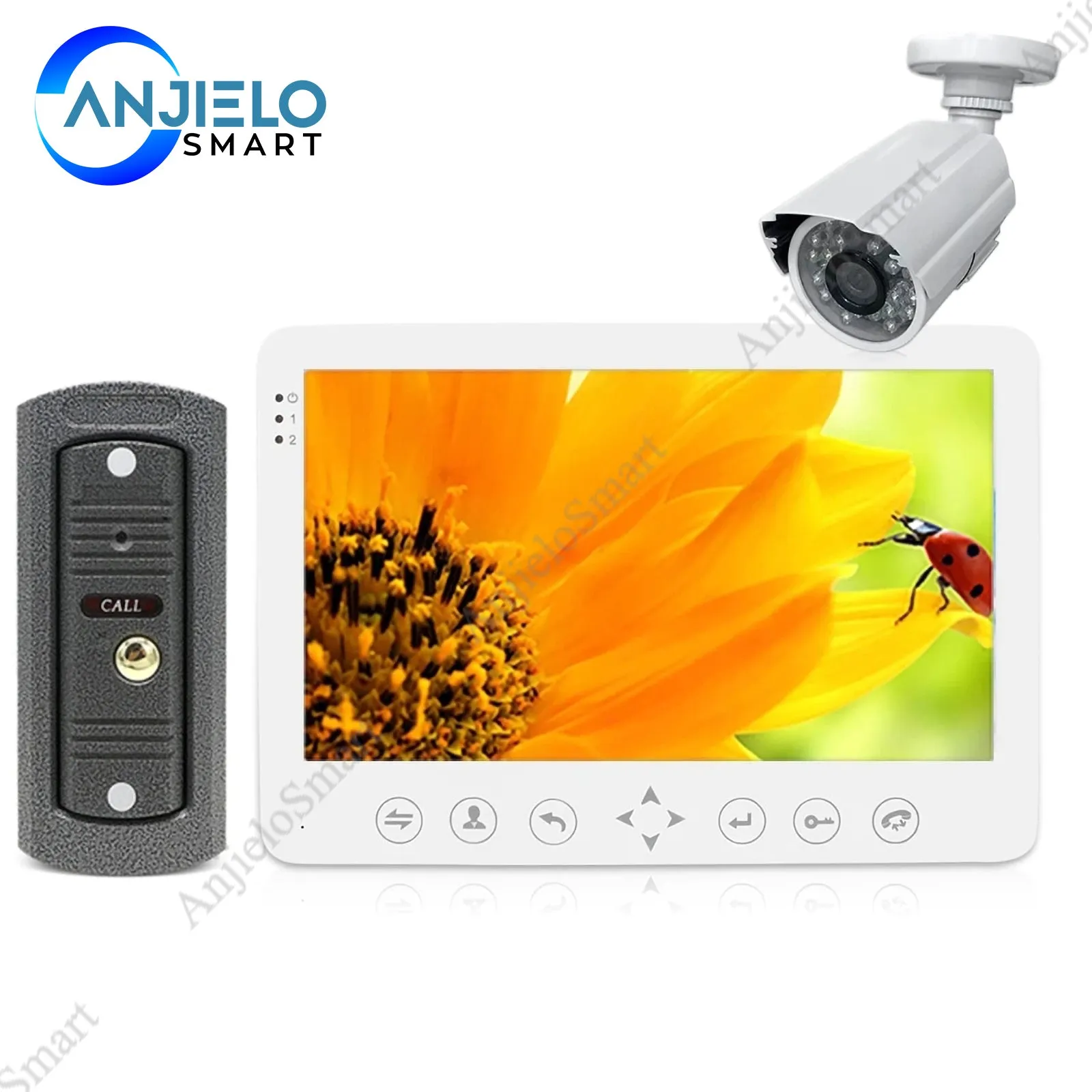 AnjieloSmart 7'' Intercom for Home HD Wired Video Doorbell  Monitor  IR Night Vision Motion Sensor for Home Security 1200TVL Camera