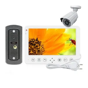AnjieloSmart 7'' Intercom for Home HD Wired Video Doorbell  Monitor  IR Night Vision Motion Sensor for Home Security 1200TVL Camera