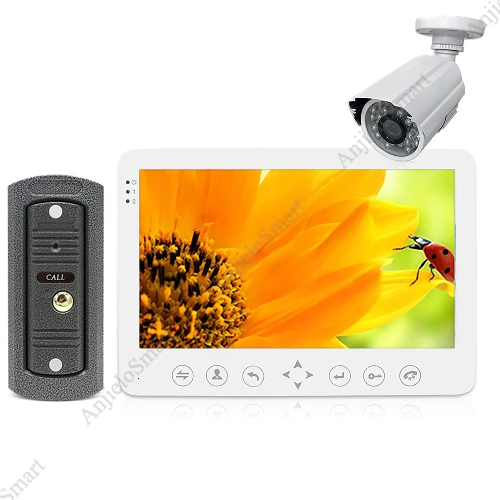AnjieloSmart 7'' Intercom for Home HD Wired Video Doorbell  Monitor  IR Night Vision Motion Sensor for Home Security 1200TVL Camera