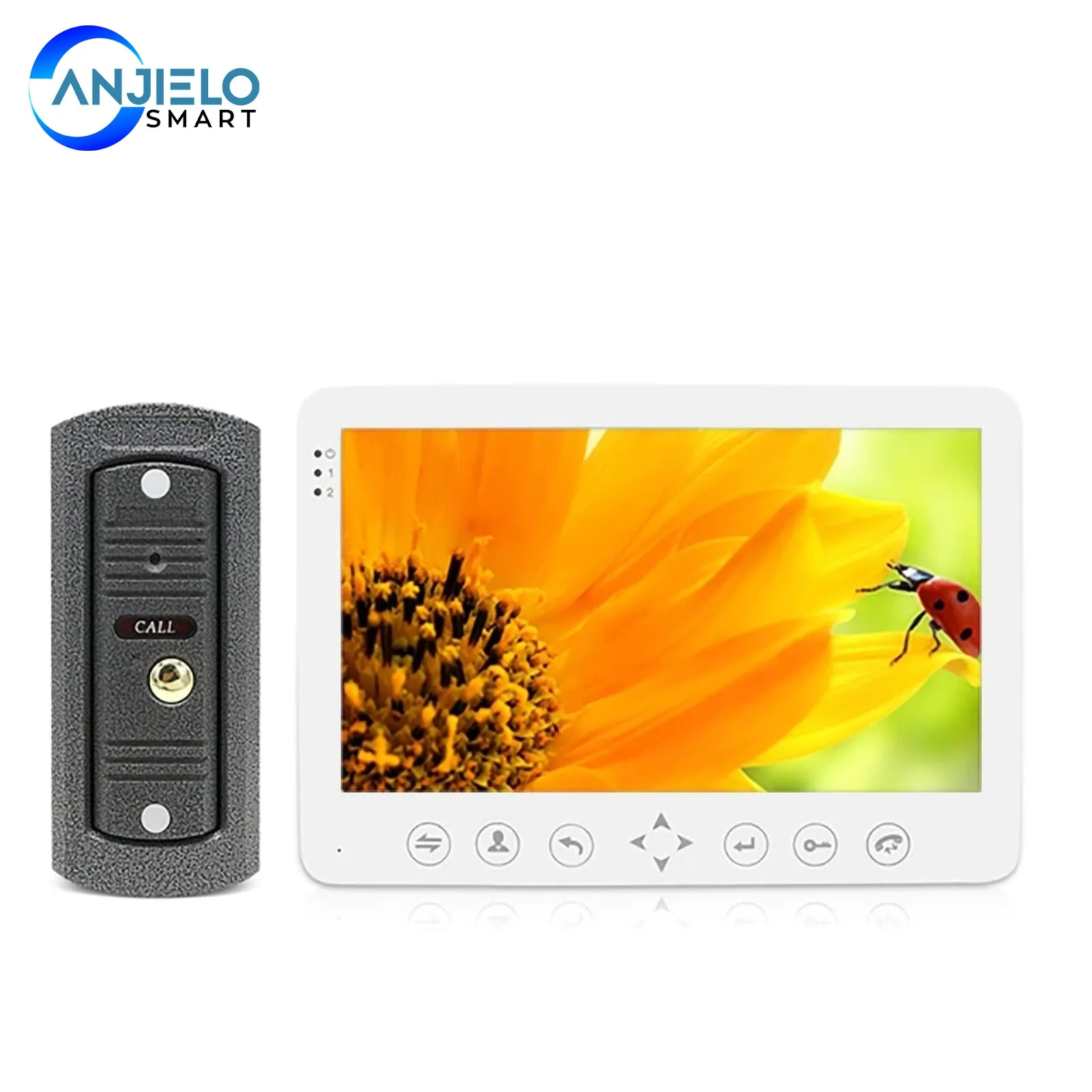 AnjieloSmart 7'' Intercom for Home HD Wired Video Doorbell  Monitor  IR Night Vision Motion Sensor for Home Security 1200TVL Camera