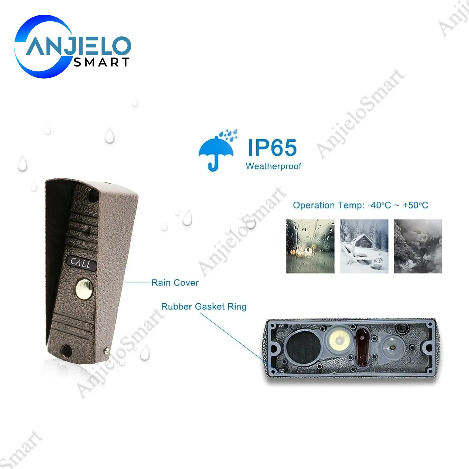 AnjieloSmart Doorbell Intercom Home Security IR Night Vision Outdoor Call Panel Wide Angle Lens