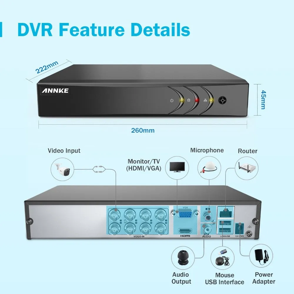 Annke 16CH 3MP H.265  5in1 CCTV DVR 16PCS 1080P Security Camera PIR Detection Outdoor Camera Home Video Surveillance System Kit