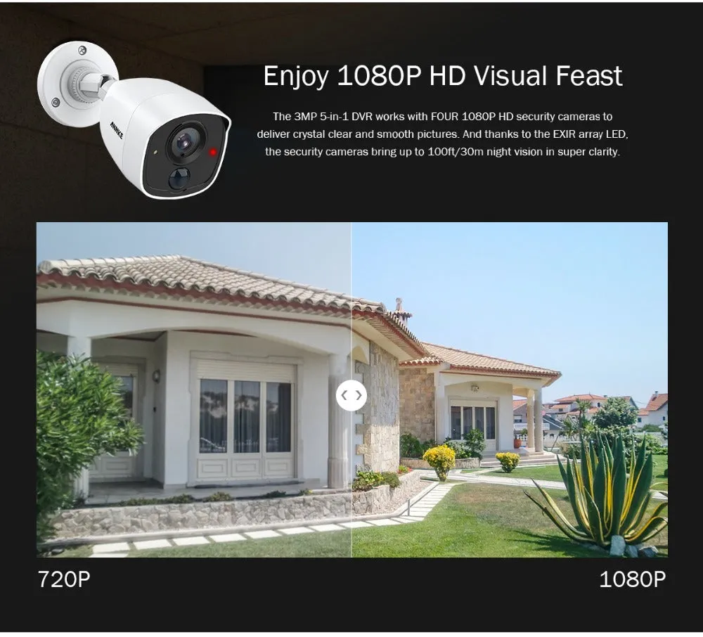Annke 16CH 3MP H.265  5in1 CCTV DVR 16PCS 1080P Security Camera PIR Detection Outdoor Camera Home Video Surveillance System Kit
