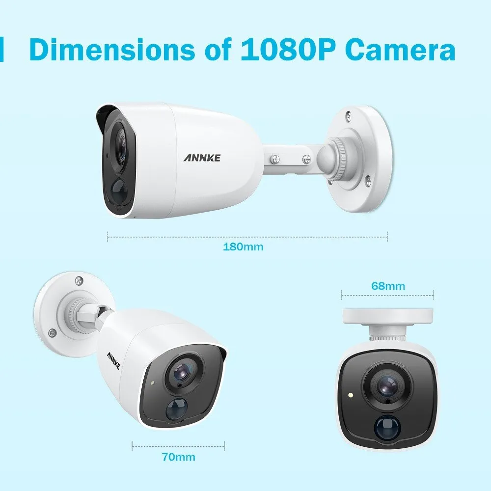 Annke 16CH 3MP H.265  5in1 CCTV DVR 16PCS 1080P Security Camera PIR Detection Outdoor Camera Home Video Surveillance System Kit