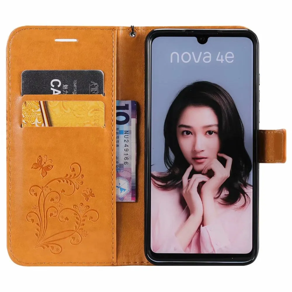 Anymob Huawei Dark Orange Flip Wallet Cover Leather Magnetic Phone Case