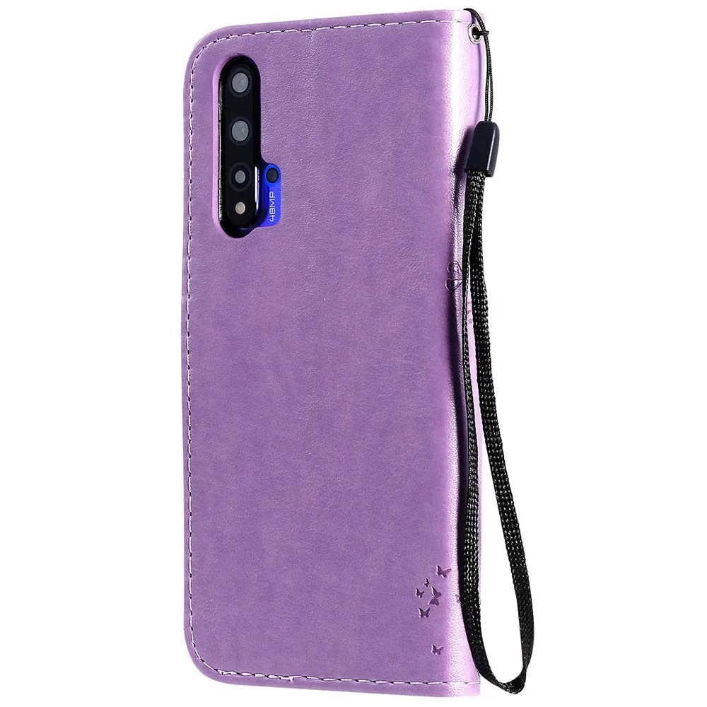 Anymob Huawei Phone Case Green Butterfly Design Flip Leather Wallet Phone Cover