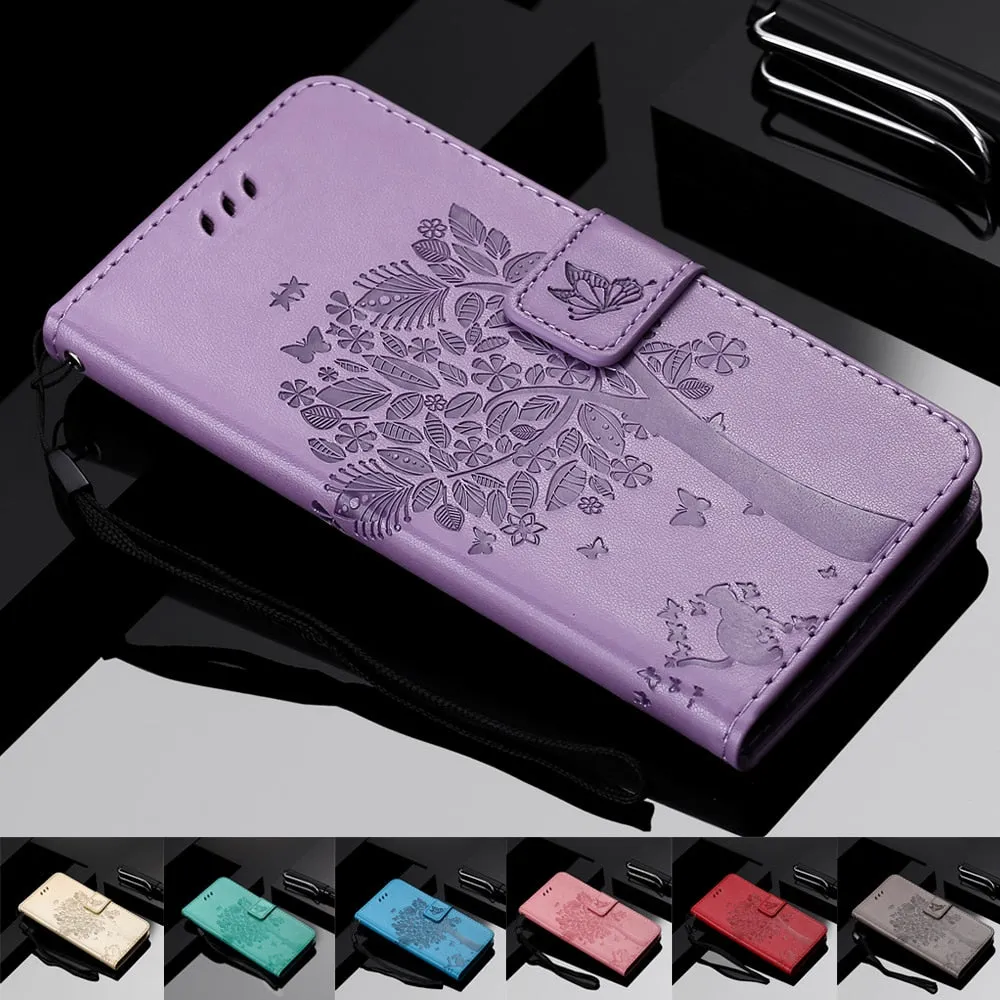 Anymob Huawei Turquoise Leather Flip Case Wallet Cover Cat Phone Shell