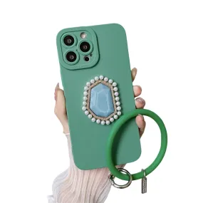 Anymob iPhone Case Green 3D Bling Diamond Soft Silicon Bracelet Back Cover