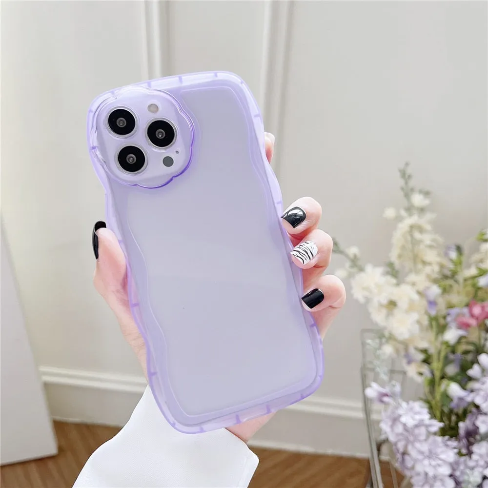 Anymob iPhone Case Rose Pink Curly Wavy Shockproof Bumper Transparent Silicon Cover