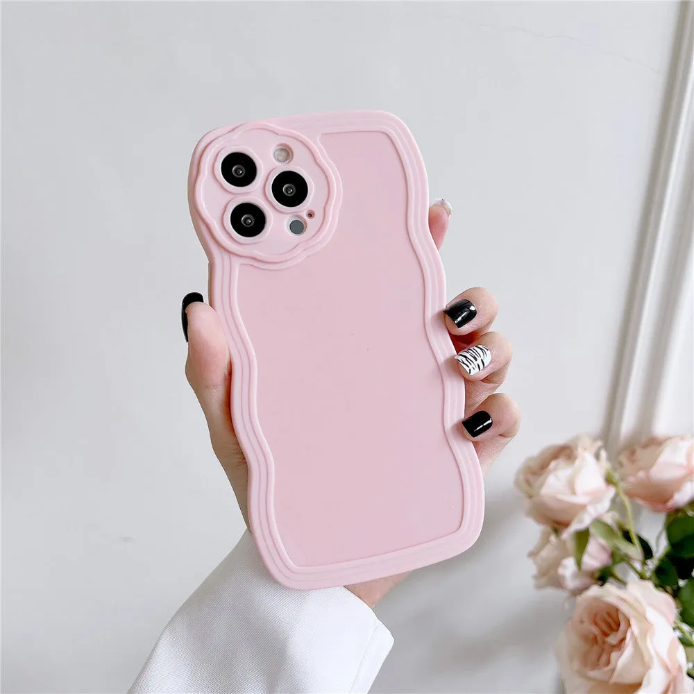 Anymob iPhone Case Rose Pink Curly Wavy Shockproof Bumper Transparent Silicon Cover