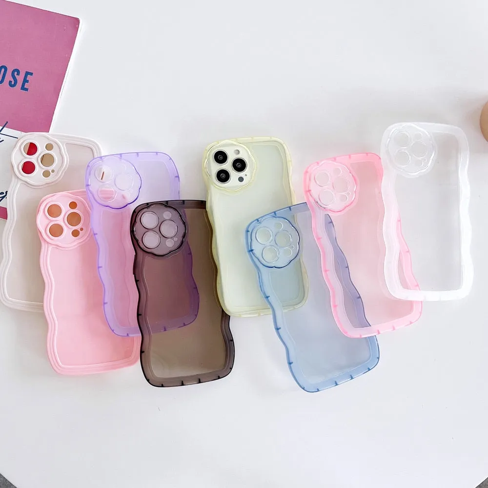 Anymob iPhone Case Rose Pink Curly Wavy Shockproof Bumper Transparent Silicon Cover