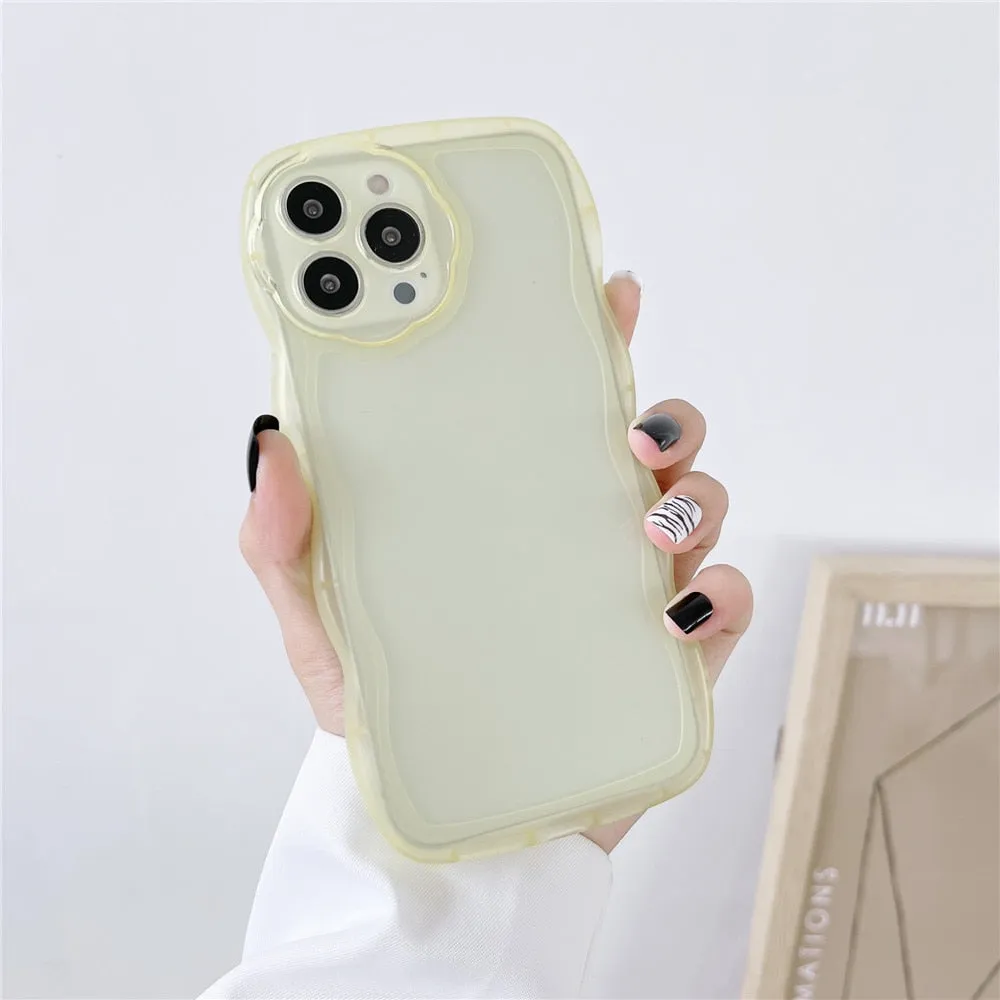 Anymob iPhone Case Rose Pink Curly Wavy Shockproof Bumper Transparent Silicon Cover