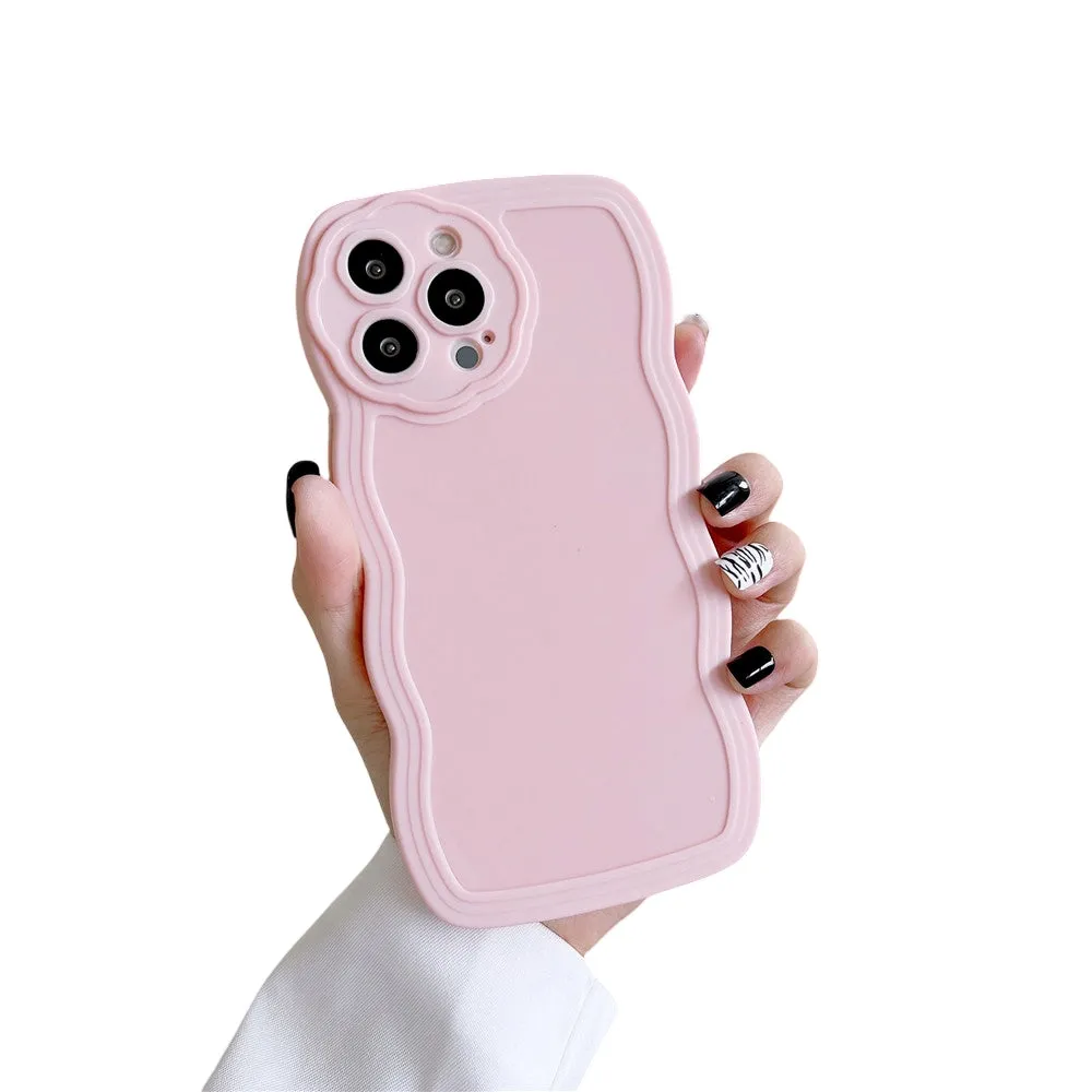 Anymob iPhone Case Rose Pink Curly Wavy Shockproof Bumper Transparent Silicon Cover
