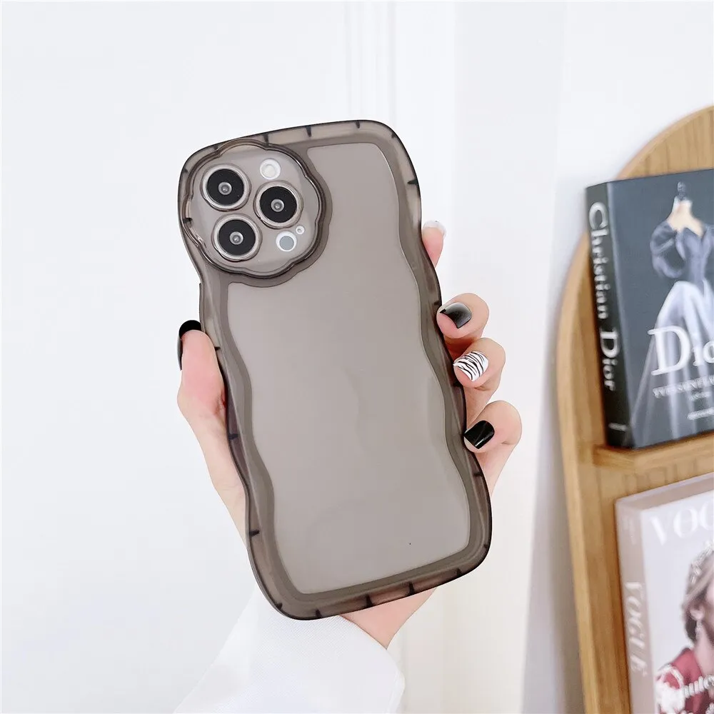 Anymob iPhone Case Rose Pink Curly Wavy Shockproof Bumper Transparent Silicon Cover