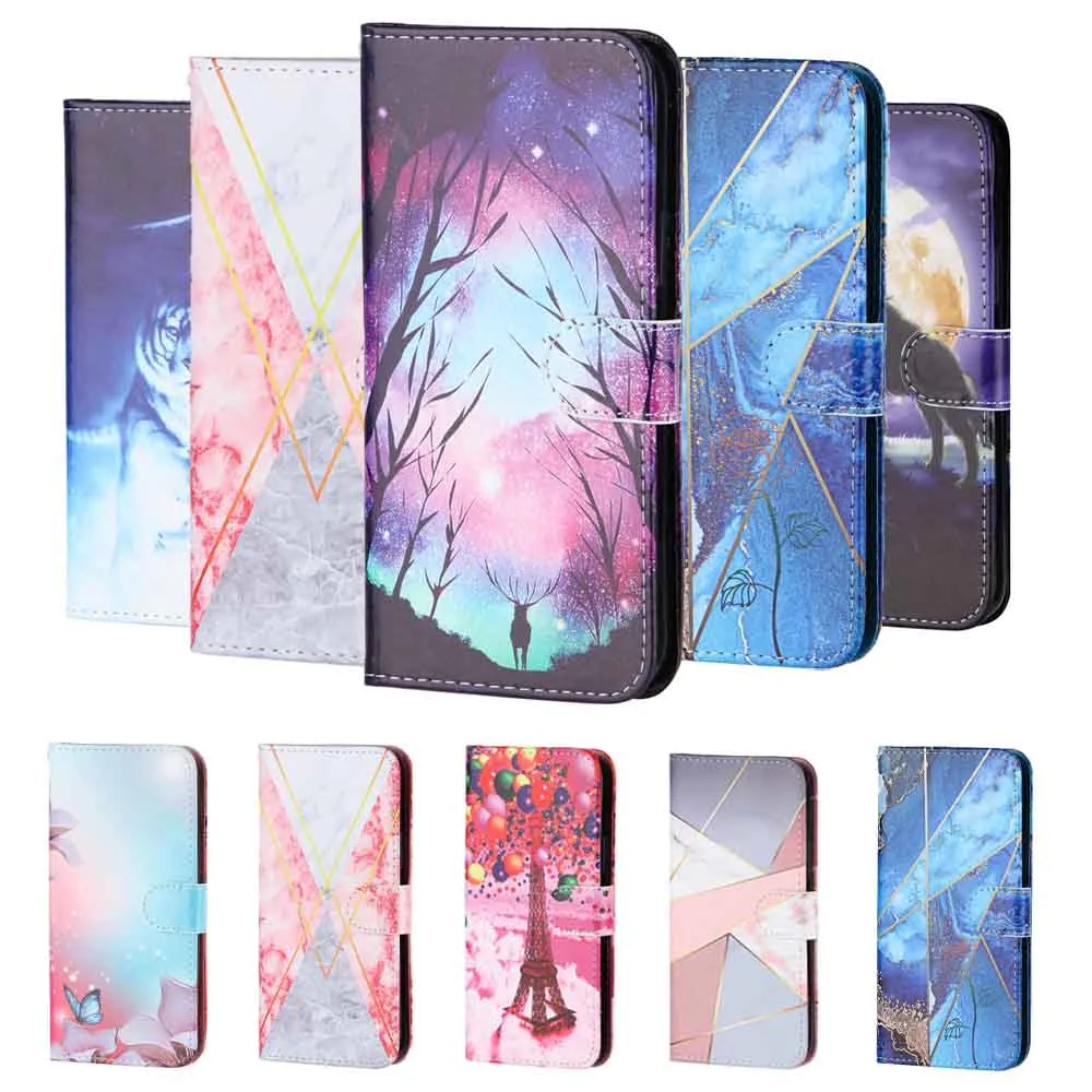 Anymob iPhone Case Sky Blue Butterfly Flip Painted Wallet Leather Cover