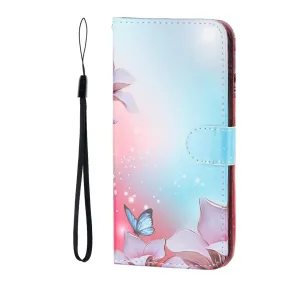 Anymob iPhone Case Sky Blue Butterfly Flip Painted Wallet Leather Cover