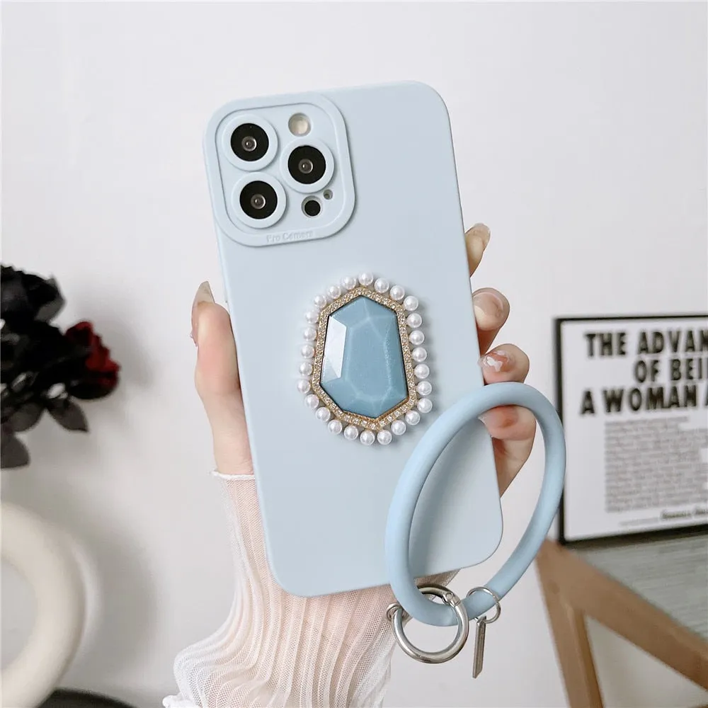 Anymob iPhone Case Violet 3D Bling Diamond Soft Silicon Bracelet Back Cover