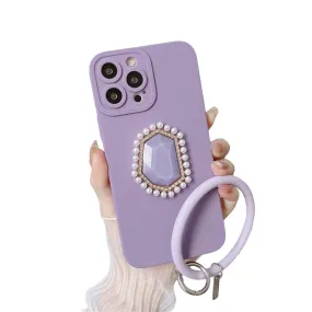 Anymob iPhone Case Violet 3D Bling Diamond Soft Silicon Bracelet Back Cover