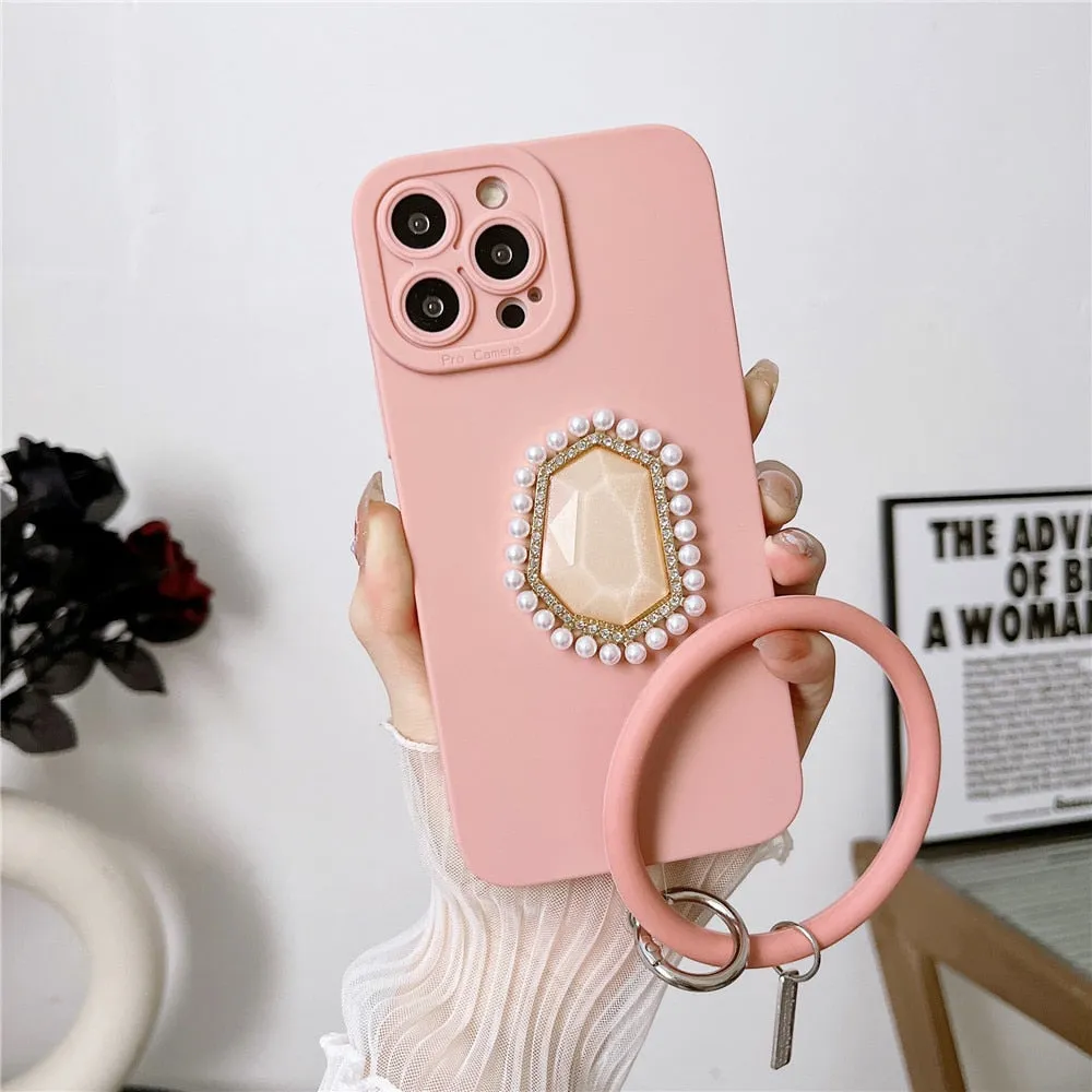 Anymob iPhone Case Violet 3D Bling Diamond Soft Silicon Bracelet Back Cover