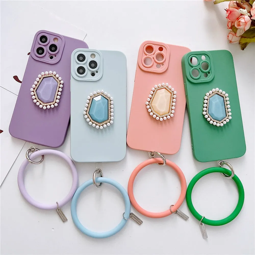 Anymob iPhone Case Violet 3D Bling Diamond Soft Silicon Bracelet Back Cover