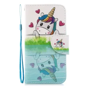 Anymob iPhone Case White Unicorn Unicorn Painted Leather Magnetic Flip Wallet Cover Shell