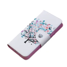 Anymob iPhone Case White With Colorful Flower Flip Cover Fashion Painted Wallet Leather Bag Shell