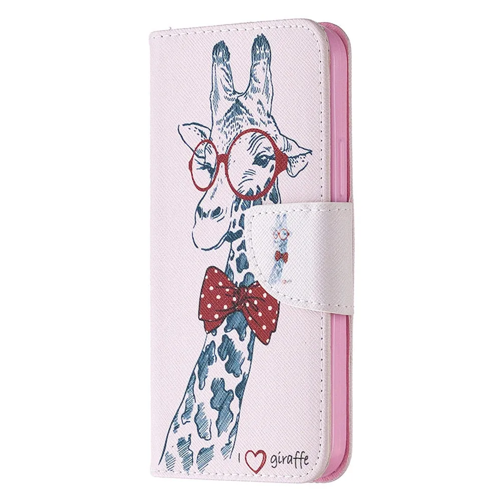 Anymob iPhone Case White With Colorful Flower Flip Cover Fashion Painted Wallet Leather Bag Shell
